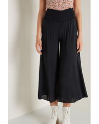 Tezenis Stitched-smock Canvas Cropped Trousers - Black