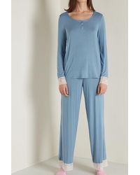 Tezenis Langer pyjama aus viskose und spitze - Blau