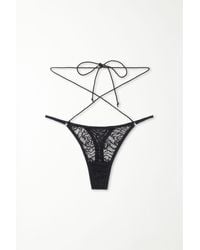 Tezenis - Perizoma Sgambato con Fianchetto Tanga Midnight Lace - Lyst