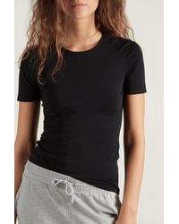 Tezenis T-shirt mit rundhalsausschnitt aus stretch-baumwolle - Schwarz