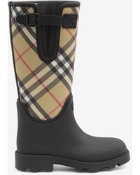 Burberry - Checked Rain Boots - Lyst
