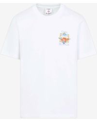 CASABLANCA - Flower-Court Icon Crewneck T-Shirt - Lyst