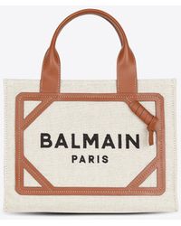 Balmain - Small B-Army Canvas And Leather Tote Bag - Lyst