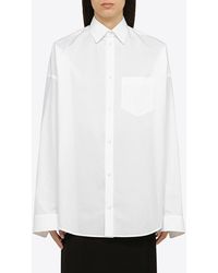 Balenciaga - Oversized Embellished-Logo Button-Up Shirt - Lyst