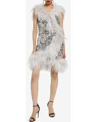 Dolce & Gabbana - Feather-Embellished Sequin Mini Dress - Lyst