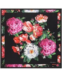 Dolce & Gabbana - Floral Print Silk Twill Scarf - Lyst