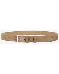 Prada - Triangle Logo Suede Leather Belt - Lyst