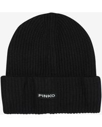 Pinko - Logo-Label Ribbed Beanie - Lyst
