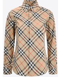 Burberry - Cotton Shirt With Check Motif - Lyst