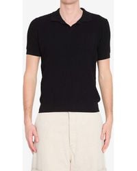 Roberto Collina - Ribbed Knit Polo T-Shirt - Lyst