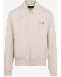 Amiri - Striped Jacket With Embroidered-Logo - Lyst
