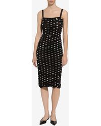Dolce & Gabbana - Polka Dot Print Draped Tulle Midi Dress - Lyst