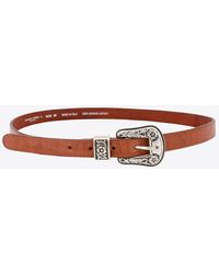 Golden Goose - Decorated Buckle Washed Leather Belt - Lyst