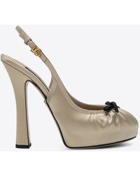 Dolce & Gabbana - Vally 105 Satin Slingback Platform Pumps - Lyst
