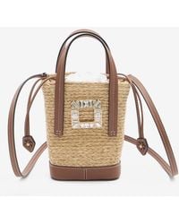 Roger Vivier - Mini Viv' Skate Raffia Bucket Bag - Lyst