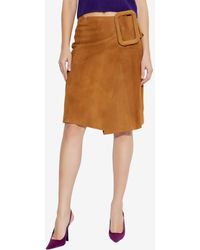 Ami Paris - Big Buckle Suede Skirt - Lyst