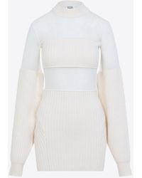 Jean Paul Gaultier - Wool Mini Dress With Mesh Inserts - Lyst