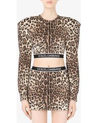 Dolce & Gabbana - Leopard Print Long-Sleeved Cropped Top - Lyst