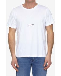 Saint Laurent - Crewneck Printed Logo T-Shirt - Lyst