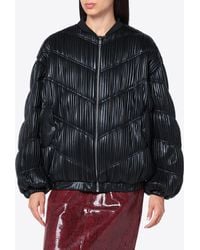 ROTATE BIRGER CHRISTENSEN - Faux Leather Pleated Bomber Jacket - Lyst