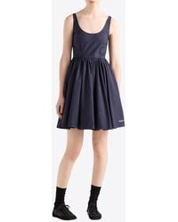 Prada - Scoop-Neck Pleated Mini Dress - Lyst