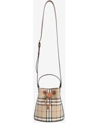 Burberry - Checked Drawstring Bucket Bag - Lyst