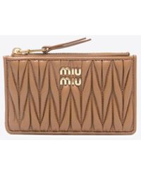 Miu Miu - Matelassé Zipped Leather Wallet - Lyst