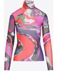 PUCCI - Printed Tulle Long-Sleeved Top - Lyst