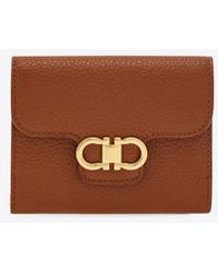 Ferragamo - Gancini Grained Leather Compact Wallet - Lyst