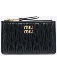 Miu Miu - Logo Plaque Quilted Leather Cardholder - Lyst
