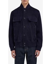 Ferragamo - Embossed Gancini Suede Bomber Jacket - Lyst