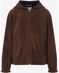 Moschino - Zip-Up Suede Leather Jacket - Lyst