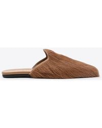 Prada - Hairy-Effect Sabot Flat Mules - Lyst