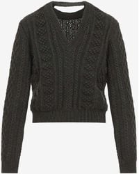 Jil Sander - Cable Knit Wool Cropped Sweater - Lyst