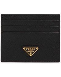 Prada - Triangle Logo Leather Cardholder - Lyst