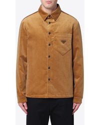 Prada - Triangle Logo Corduroy Shirt - Lyst