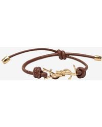 Saint Laurent - Cassandre Leather Cord Bracelet - Lyst