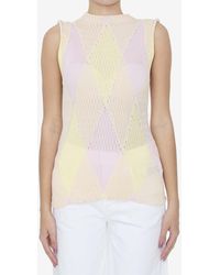 Burberry - Argyle Patterned Knit Top - Lyst
