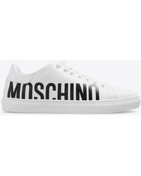Moschino - Serena Logo Print Leather Sneakers - Lyst