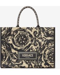 Versace - Medium Barocco Athena Raffia Tote Bag - Lyst