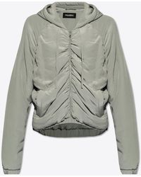 Dolce & Gabbana - Gathered Silk Zip-Up Hooded Jacket - Lyst