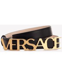 Versace - Logo Buckle Leather Belt - Lyst