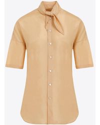 Lemaire - Scarf-Neck Short-Sleeved Shirt - Lyst