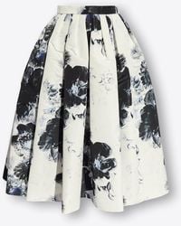 Alexander McQueen - Chiaroscuro Print Pleated Midi Skirt - Lyst