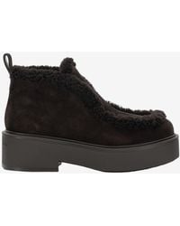 Gianvito Rossi - Yari Shearling-Trimmed Suede Platform Boots - Lyst