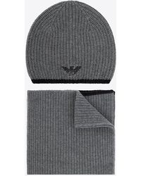 Emporio Armani - Knitted Beanie And Scarf Set - Lyst