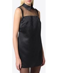 Elisabetta Franchi - Tulle Yoke Duchesse Satin Mini Dress - Lyst
