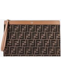 Fendi - Medium Ff Jacquard Flat Clutch - Lyst