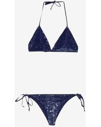 P.A.R.O.S.H. - Halterneck Sequined Bikini - Lyst