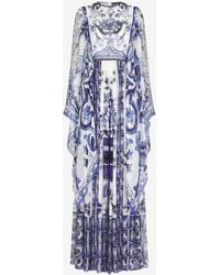 Dolce & Gabbana - Long Majolica-Print Chiffon Dress - Lyst